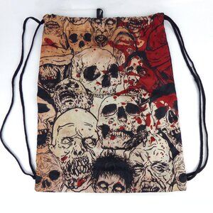 Zombie Skull Printed Cinch Bag Backpack 17X13.5 Horror Monsters Spirit Halloween